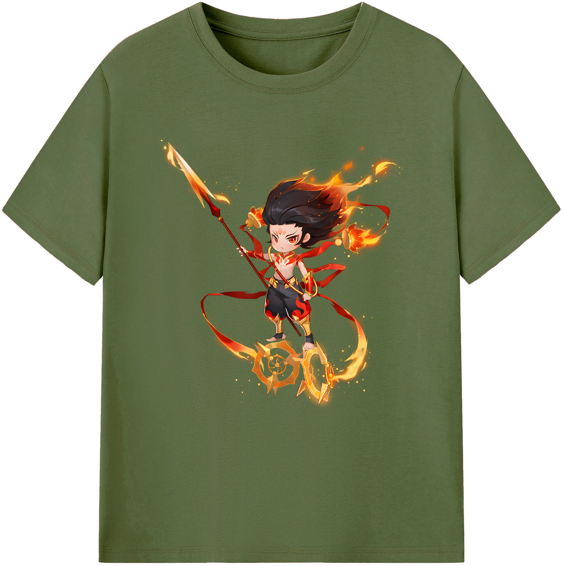 （画像用） Ne Zha 2 ナタ 魔童の大暴れ 綿100％半袖Tシャツ（フロントプリント）